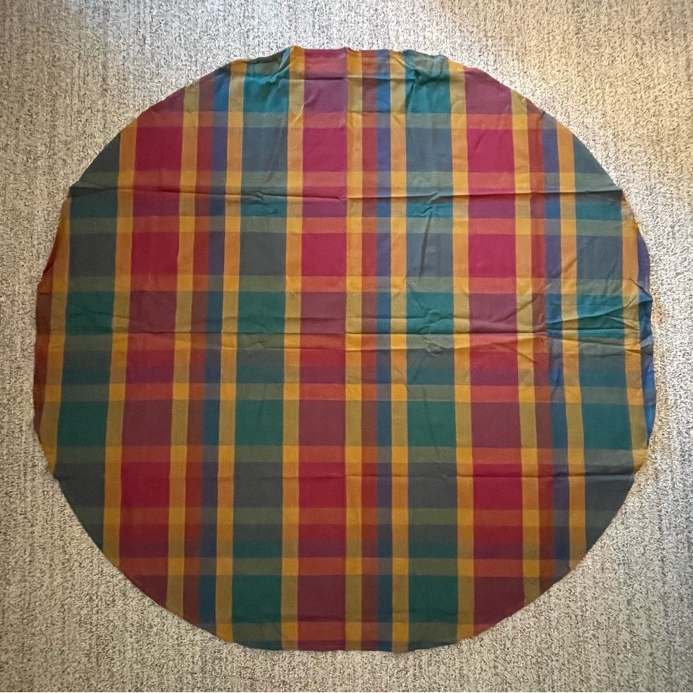 68” Colorful Plaid Round Tablecloth
